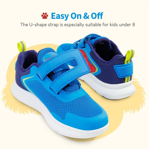 Kids Mesh Upper Easy On & Off Athletic Running Shoes - ROYAL BLUE RED - 3